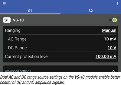 Dual AC and DC range source settings